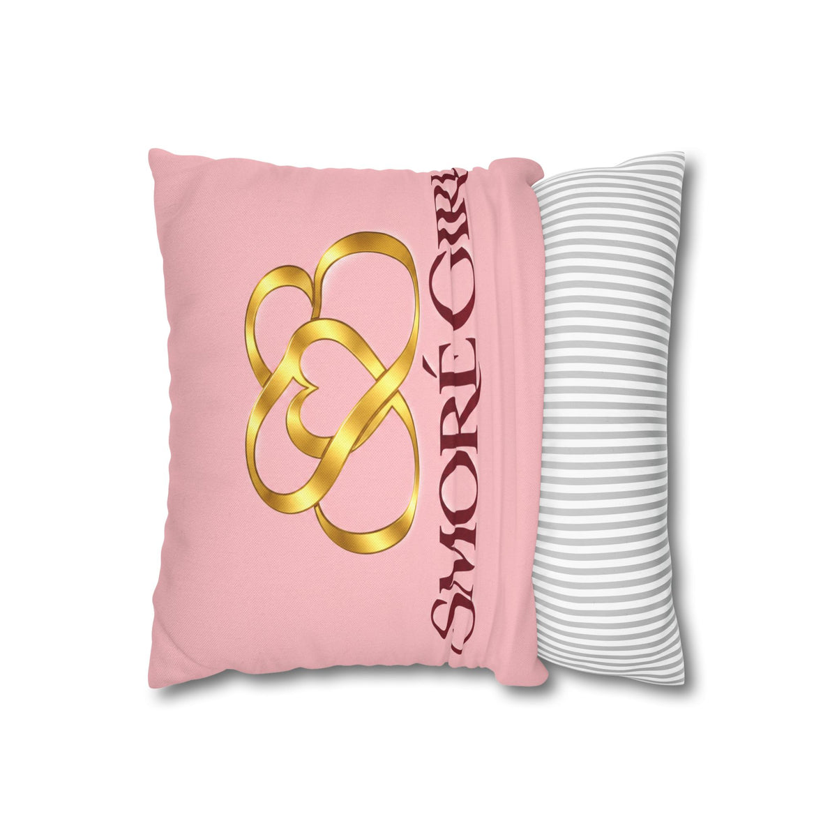 Smoré Girl Decorative Pillowcase — Pink Gold Heart Accent