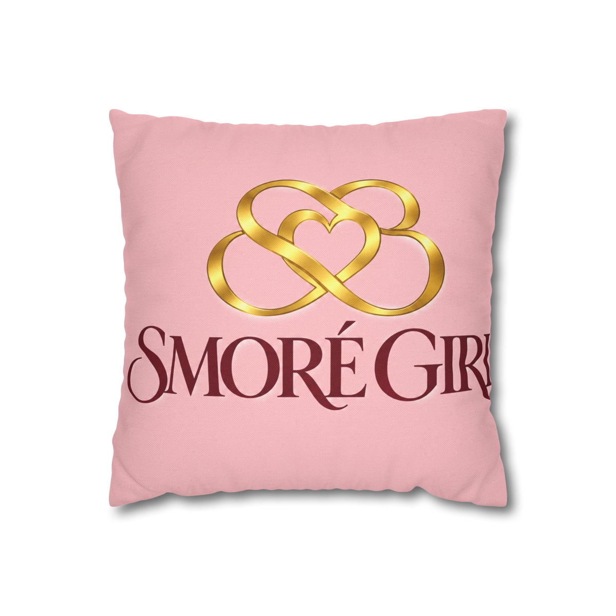 Smoré Girl Decorative Pillowcase — Pink Gold Heart Accent